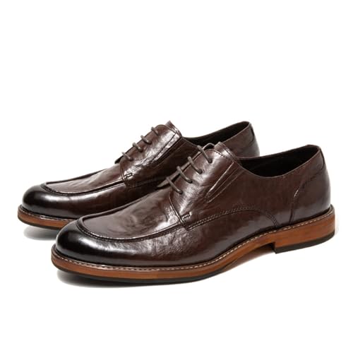 YZABEL Mens Dress Shoes Pointed-Toe Lace-Up Oxfords Shoes Classic Round-Toe Low Top Block High Heel Business Casual Service Boots2