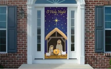 Nativity Scene Door Cover (36"x80") - Made of Premium Durable Fabric so it Will Last Year After Year! #1 Selling Fabric Door Cover!