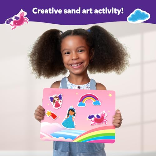 Skillmatics Sand Art Activity - Mess-Controlled DIY Unicorn & Princess Craft Kit with 50+ Colorful Stickers, Creative Arts & Crafts for Kids, Fun Hands-On Activity, Gifts for Ages 4, 5, 6, 7, 8, 9, 10