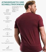 Merino.tech 100% Merino Shirt Herren Kurzarm Wandern + Wanderwollsocken (Burgundy Wine, XX-Large) – Ansicht 3