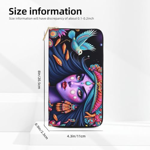 Wallet Women - Colorful Bird Pattern Print Leather Wallet for Women with Zipper, Cute Bifold Long Ladies Wallets2