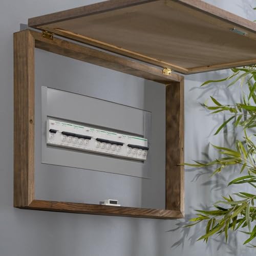 Miniatura 4 de Lolahome Tapa Contador Luz Decorativa Cubre Cuadro Eléctrico Pintado A Mano Madera Pino 50x6x35 Cm Cubrecontador Holas Relieve