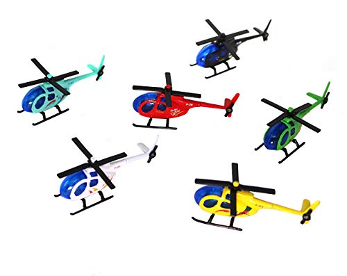 Metal Die Cast Helicopters in Assorted Colors - Set of 6 Helicopters