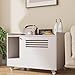BKNROIHB Cat Litter Box Enclosure with Top Side Fence - Hidden Furniture, Wooden Pet House End Table, Storage Cabinet Bench for Living Room(White)