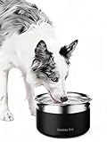 Gardner Pet Dog Bowls 1 Gallon (3.85L) Stainless Steel No Spill Water Bowl, Slow Water Feeder Metal Dog Bowls, Spill Proof Water Dispenser for Large Dogs, Promotes Healthy Hydration(Black)