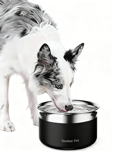Gardner Pet Gamelle Anti-Éclaboussures pour Chien 3.85L - Gamelle Eau en Acier Inoxydable pour Gros Chien Anti-Étouffement Anti-Renversement - Bol Anti-Goutte avec Flotteur sans BPA - Noir