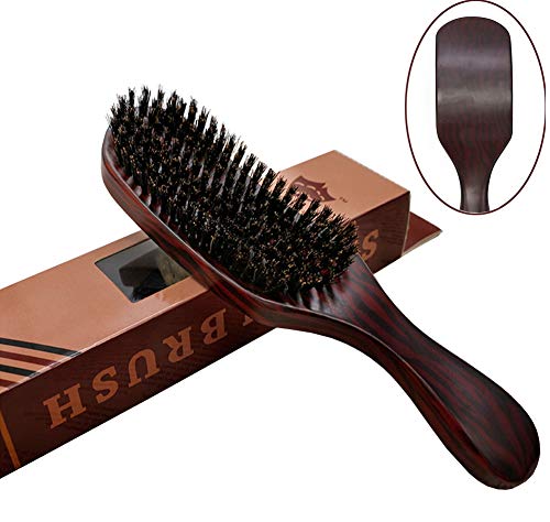 Beard Brush for Men - Boar Bristle Brush for Thin and Short Hair - Natural Beech Wood Handle - Best for Medium to Thick, Long Beards (Brown)