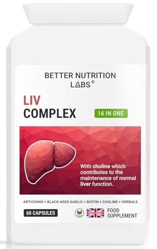 Liv Support Complex - 16-in-1 Herbal Formula with Artichoke, Black Aged Garlic, Biotin & Choline for Liver Function - 60 Easy-to-Swallow Vegan Capsules - Better Nutrition Labs