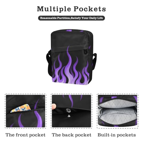messenger bag Shoulder Crossover Bag Shoulder Handbags Adjustable Strap for Casual Casual- Flowing Fire Giraffe Purple2