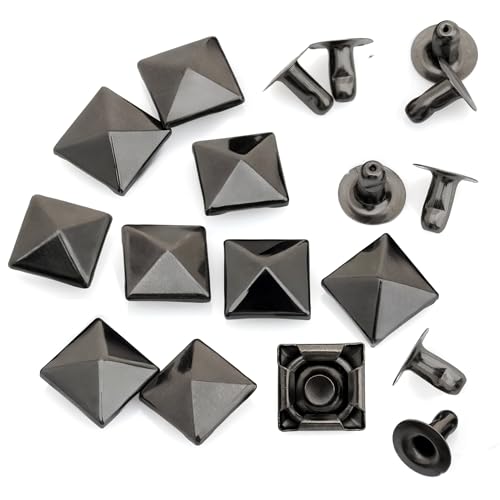 CRAFTMEMORE 100pcs Spike Rivet Pyramid Rapid Rivet Studs Glam Rock Biker Nailheads Leathercraft Decorations (10 MM, Gunmetal)