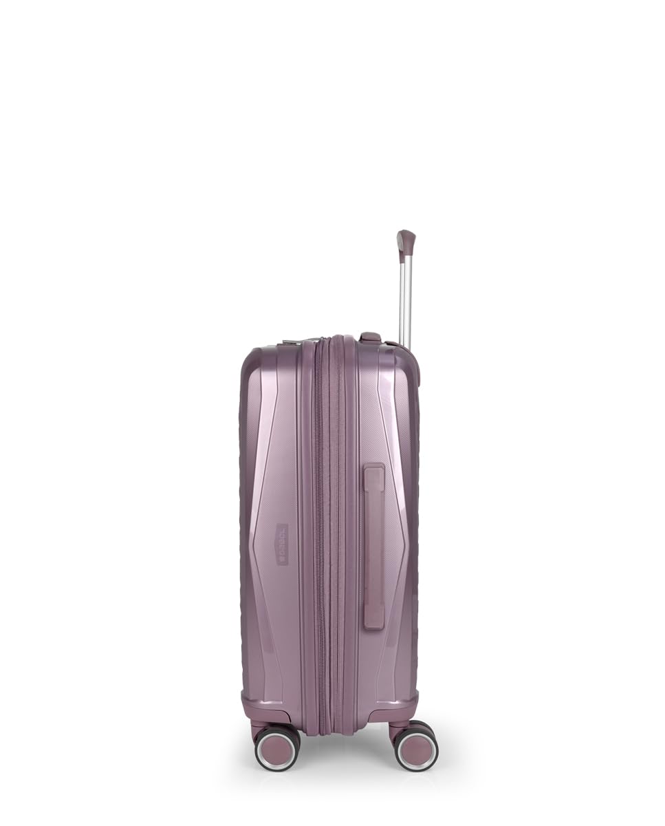 Gabol - Maleta de Cabina Rígida Expandible Queens 54x40x22/25 cm - Equipaje de Mano Ligero 2,8kg con Capacidad hasta 47,9L - 4 Ruedas Dobles 360° y Cerradura TSA - Diseño Español - Lila