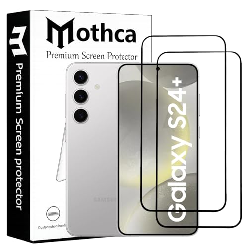 Image of Mothca Military-Grade Tempered Glass Screen Protector Compatible for Samsung Galaxy S24 Plus 5G with Edge to Edge Coverage - Case Friendly, Anti-Scratch & Bubble-Free Installation Kit (Pack of 2)