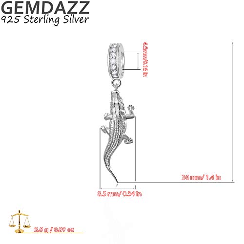 Reptiles Alligator Pendant Charms, Fits Pandora Animal Bracelet Necklace, 925 Sterling Silver Crocodile Charm Dangle Beads, Gift For Birthday/Friend/Men/Zoologist #TOP1