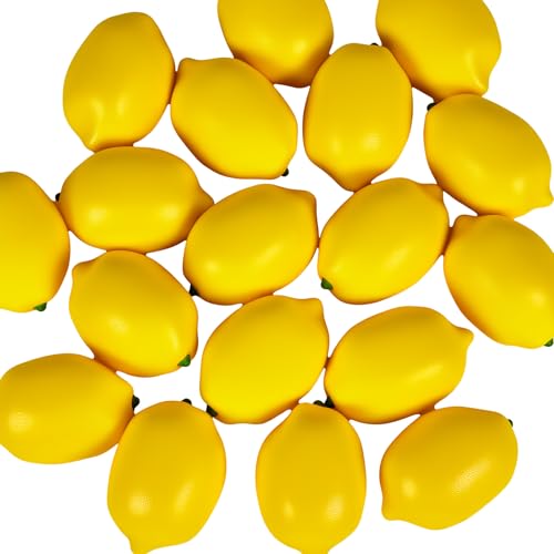 18 PCS Artificial Lemons: Decorations for Homes Kitchens Weddings and Parties; Photography Styling Elements; and Early Education Props. (Large Size Yellow)