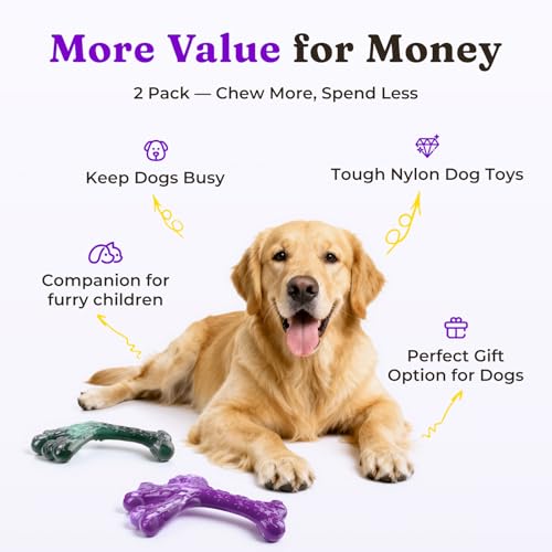 Dog Toys for Aggressive Chewers: 2 Pack Dog Toys Indestructible for Medium Large Dogs, Dog Chew Toys for Boredom & Teeth Cleaning, Durable Tough Dog Toy to Keep Them Busy, Real Beef Flavour - Image 6