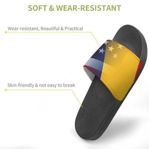Flag of Chad And U.S. FLAG House Sandals Non-Slip Bathroom Slippers Beach Summer Shoes for Men Women3