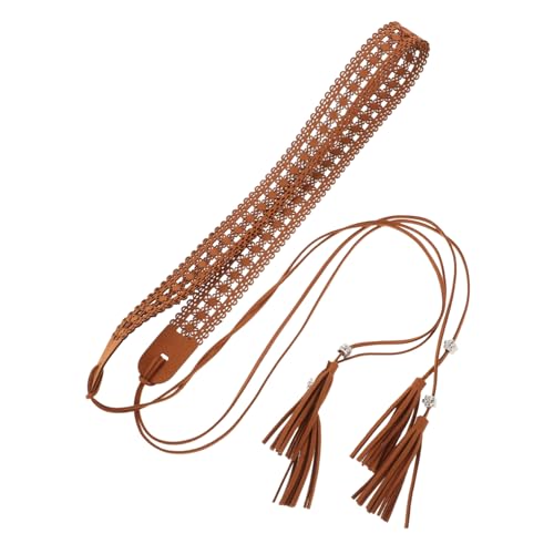 NOLITOY Bohemian Waist Belt Tassel for Women Decorative Dress Belt for Weddings and Parties Soft and Ethnic Style Waist Rope Camel Color