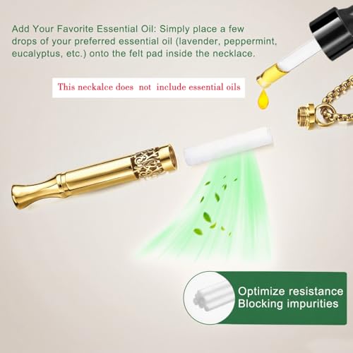 Quit Smoking Aid Necklace Stainless Steel Aromatherapy Diffuser (Gold) - image 5