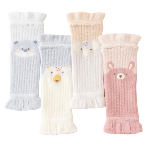 MOMSMENU Baby Leg Warmers 4 Pairs Cotton Soft for Crawling Toddler 3-24 Months