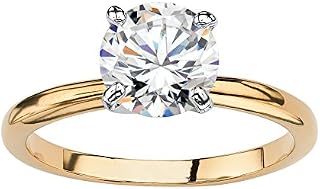 Palm Beach Jewelry 18K Yellow Gold Plated Round Cubic Zirconia Solitaire Engagement Ring