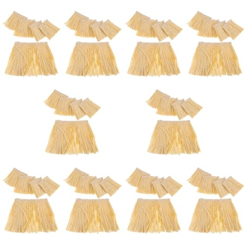 ERINGOGO Falda Hula Con Borlas Elásticas De Rafia Para Mujer Y Niñas Disfraz Hawaiano Para Fiesta Luau Playa Eventos Temáticos Hawaianos 50 Piezas Material Ecológico