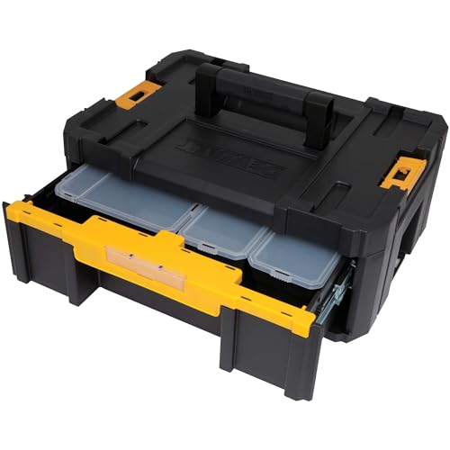 Image of DEWALT Tool Organizer, TSTAK III, Single Deep Drawer, Heavy Duty Latches, Removable Compartments for Small Tools and Accessories (DWST17803) (Pack of 4)