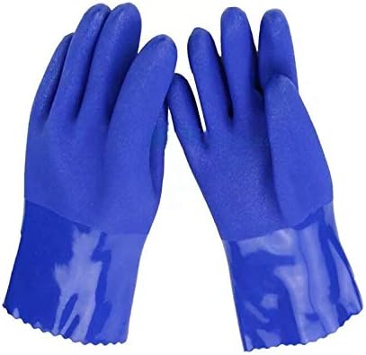 SSWW Pvc Supported Gloves For Acid And Caustics Chemical Handling Cotton Interlock Lined Pvc Hand Gloves Multipurpose Reusable Waterproof Household Hand Gloves Chemical Resistant Ideal For Industrial Purpose Food Processing Agriculture Industrial Heavy Duty Work Pvc Glove (Color-Blue) |Pack Of 4 Pair|