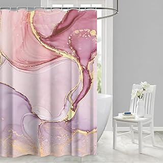JARAGAR Shower Curtain, Polyester Fabric Waterproof Bathroom Curtains Marble Pattern Shower Curtains Mould Proof Resistant Bath Curtains, 71 x 71 inch (Marble Pink)