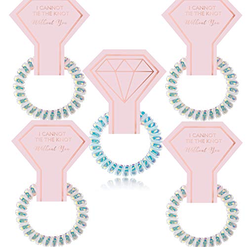 Bridesmaid Proposal Gifts Spiral Hair Ties,Coil Hair Ties, Phone Cord Hair Ties For Bridal Party Gifts, Bachelorette Party Favors(1p Blue and 4p White)