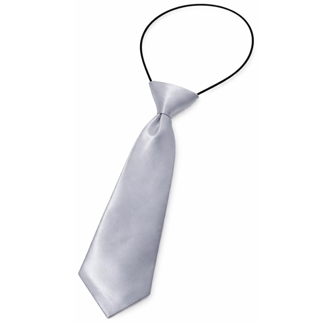 WS UK Kids Pre-Tied Necktie With Loop [Silver]