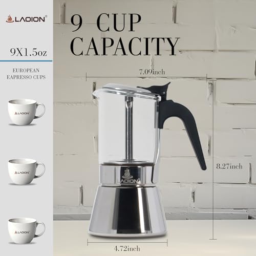 Image of LAOION Stovetop Espresso Maker, 9Cup 360ml Moka Pot, Cuban Coffee Make