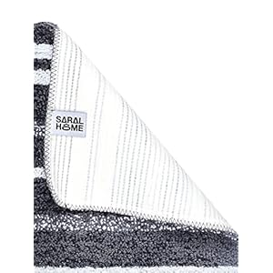 SARAL HOME EASY LIVING Saral Home Microfiber Striped Anti Skid Set Of 2 Bathmats (Black,35X50 Cm) SARAL HOME EASY LIVING Saral Home Microfiber Striped Anti Skid Set Of 2 Bathmats (Black,35X50 Cm)