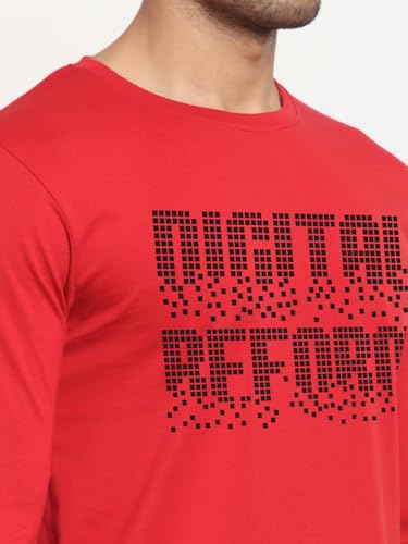 Image of Bewakoof Men's Graphic Print Regular Fit Full Sleeve Round Neck Cotton T-Shirt