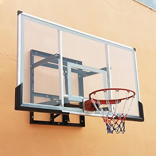 Adult Basketball Hoop Outdoor Wall Mount, Heavy Duty Basketball Rim and Net, 7.87ft - 10ft Manually Adjustable Height, Easy to Assemble