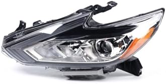 Left Driver Side Headlight For Nissan Altima 2016 2017 2018, Projector Headlight Replacement, Halogen Headlights Chrome Housing Clear Lens, Factory Style 260609HS0A (Left Driver Side)