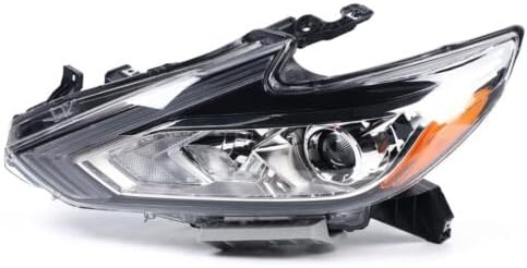 Left Driver Side Headlight For Nissan Altima 2016 2017 2018, Projector Headlight Replacement, Halogen Headlights Chrome Housing Clear Lens, Factory Style 260609HS0A (Left Driver Side)