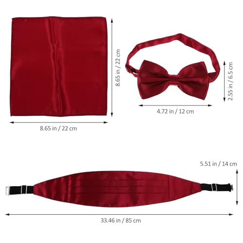 Conjunto de Cummerbund, Corbata y Pañuelo Burdeos para Hombre miniatura 2