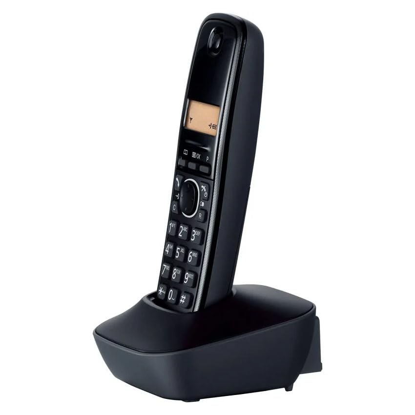 Téléphone sans fil DECT écran LCD noir ergonomique maison bureau fixe
