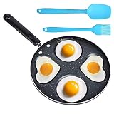 Supkiir Egg Frying Pan, Aluminum Circle Heart 4-Cup Egg Procher, Non Stick Egg Cooker for frying egg