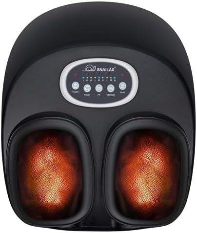 Snailax masseur de pieds électrique avec chaleur, masseur de pieds shiatsu avec pétrissage rouleaux de compression, massage des pieds, chauffe-pieds, cadeaux pour femmes hommes