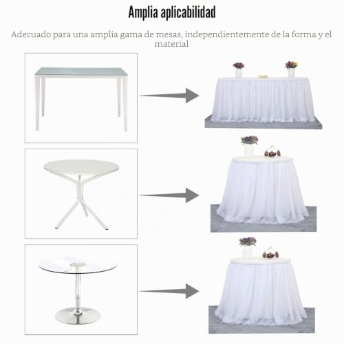 Miniatura 6 de 6ft 182cm Blanco Falda De La Tabla,Gasa Romántica Del Escritorio De Tulle Tutú,Decoración De La Tabla, Boda, Cumpleaños, Partido, Barra, Baile De Fin De Curso