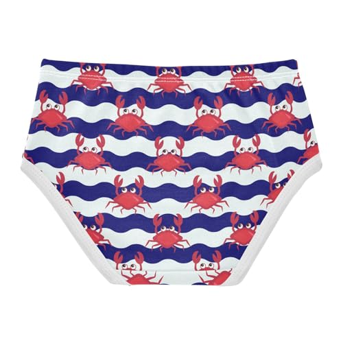 Little Girls' Soft Cotton Underwear Kids Breathable Comfort Blue and White Stripes Crab Panties Briefs Toddler2