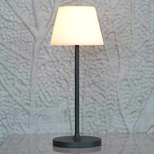 Lotitol Outdoor Table Lamp/Cordless Usb Rechargeable 4000Mah / 2700K Led/Touch Dimmable/Portable Battery Operated / Ip44 Waterproof/Pe Shade/Bedroom Dinning Camping Patio (15In, Dark Grey) #TOP16
