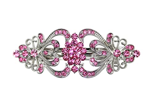 Faship Gorgeous Pink Crystal Floral Hair Barrette