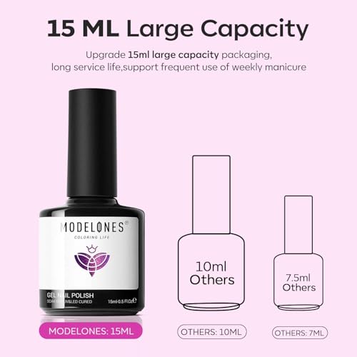 Image of modelones Gel Nail Polish, 15 ML Chameleon Purple Gel Polish Pink Holographic Nail Polish Hot Pink Shimmer Glitter Gel Polish Soak Off LED Nail Art Gel DIY Salon Gift for Women