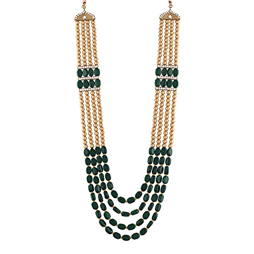 I Jewels 4 Layered Traditional Gold Plated Dulha Moti Mala with B...