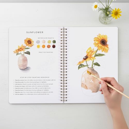 Image of Beautiful Watercolor Workbook for Beginners - Relaxing & Easy to Paint Water Coloring Book with Floral Designs on Premium Paper - Perfect for Gifting to Spark Creativity & Joy for Adults