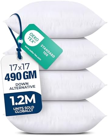 Utopia Bedding Throw Pillows (Set of 4, White) – 17 x 17 Inches D...