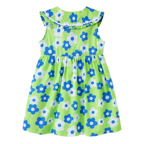 Image of HILEELANG Girls Cotton Dress Sleeveless Peter Pan Collar with Pockets