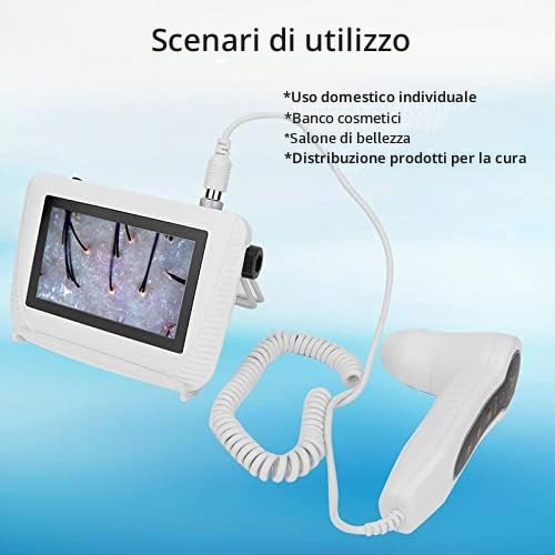 Analizzatore di Capelli per Diagnosi della Pelle,50X 200X,Rilevatore di umidità con Ingrandimento Dell'olio del Follicolo Pilifero Ricaricabile Analizzatore di Pigmenti della